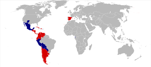 Map of countries with spanish as an official languaje